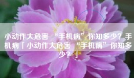 小动作大危害 “手机病”你知多少？手机病「小动作大危害 “手机病”你知多少？」